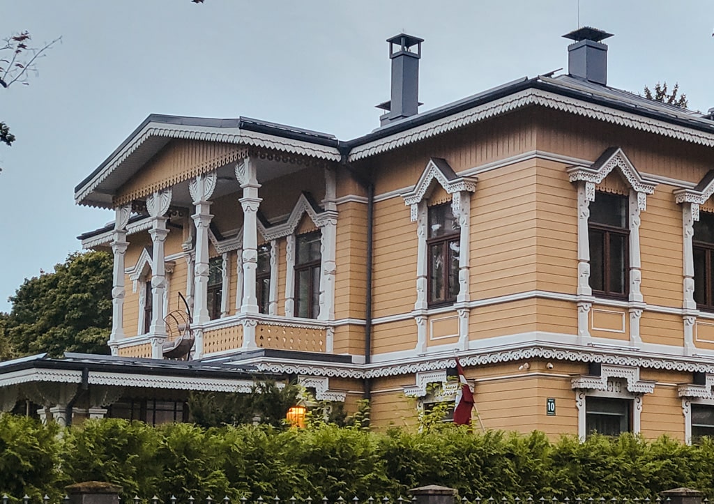 Historical wooden house in Liepaja, Latvia.